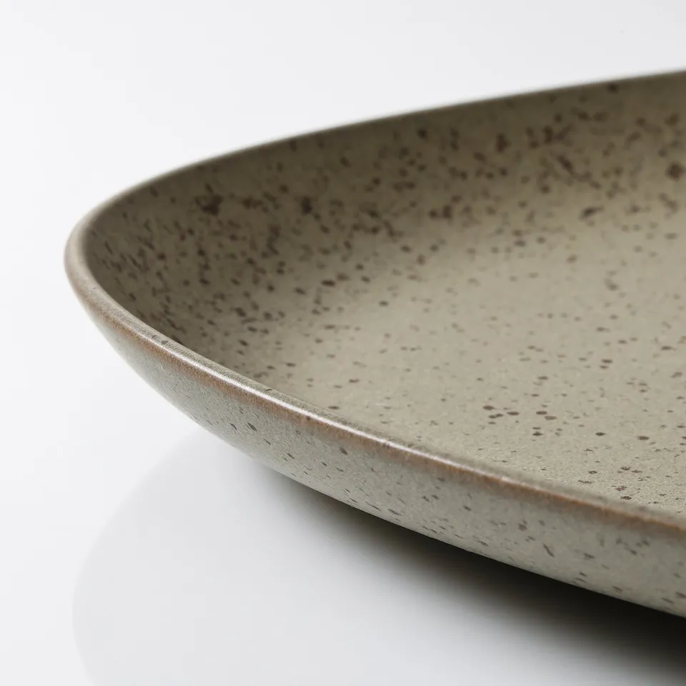 GRÅRÄV Serving plate, green-grey, 38 cm