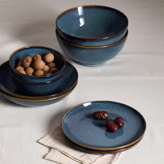 GLADELIG set: bowl x2 + bowl x2 + deep plate x2 + side plate x2