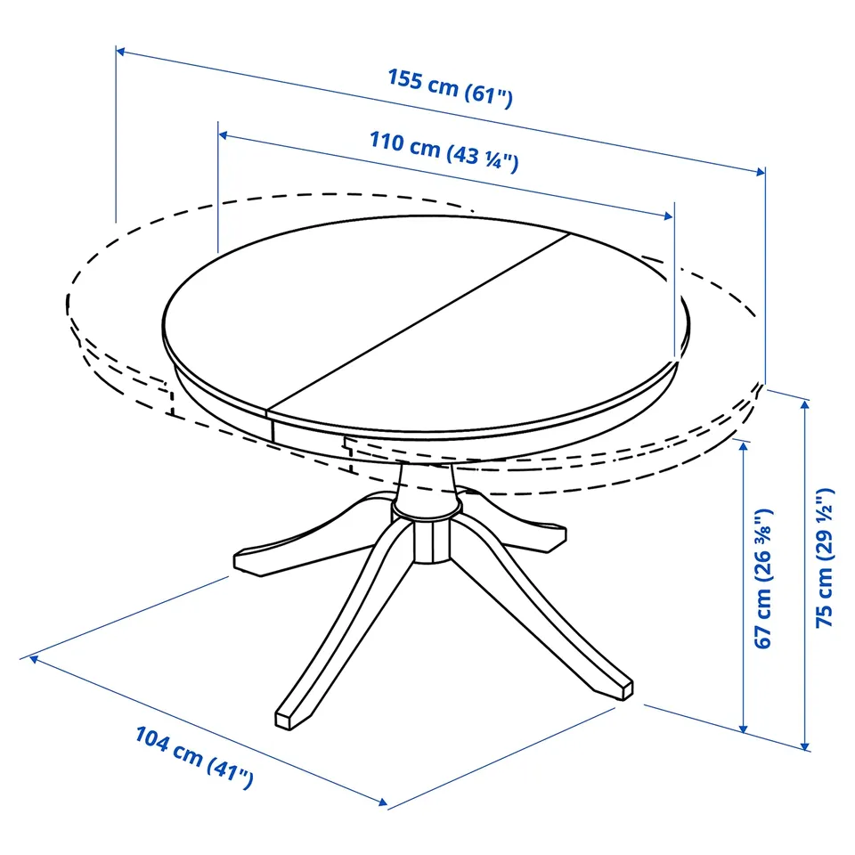 ROSENTORP / ROSENTORP Table and 4 chairs, white/white, 110/155 cm