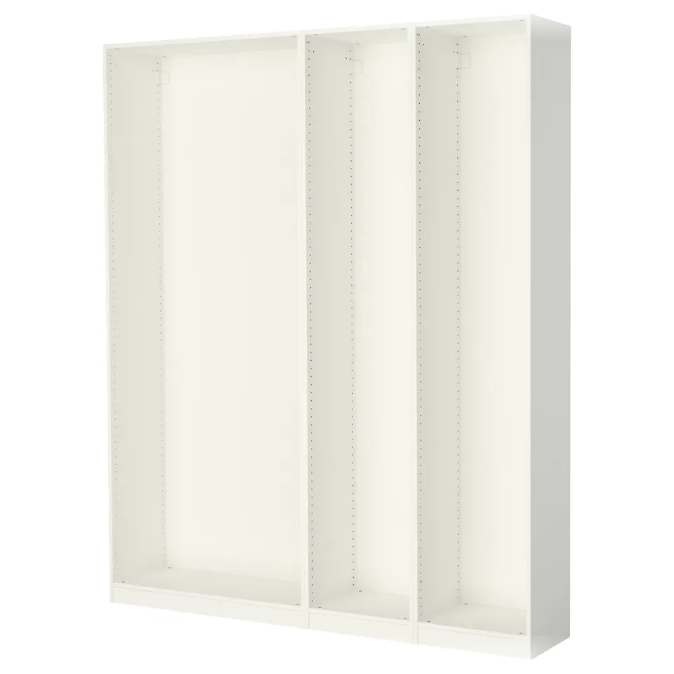 PAX: white wardrobe frames. Modern, minimalist design. Great for small spaces.