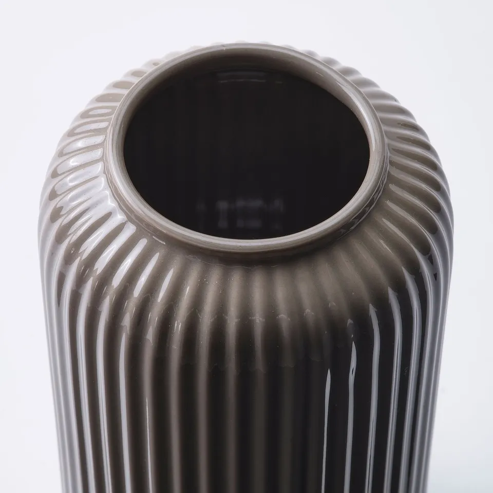 STILREN Vase, dark grey-beige, 22 cm