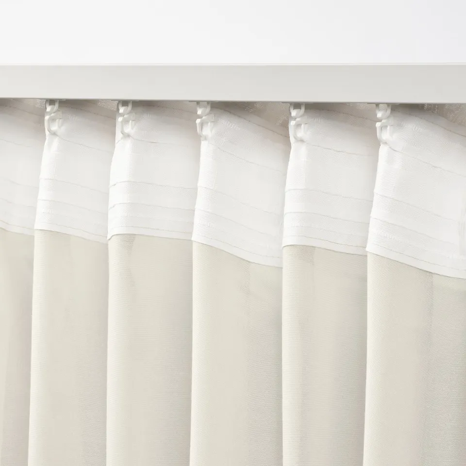 STENFRÖ Sheer curtain, 1 piece, beige/with heading tape, 300x300 cm