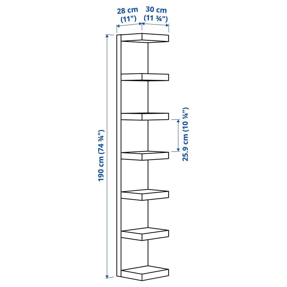 Illustration with measurements for the product: LACK.