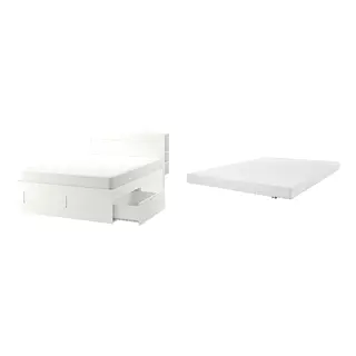 BRIMNES/ÅKLABBEN Bed with 12cm thick mattress, latex, 5 comfort zones, medium firm