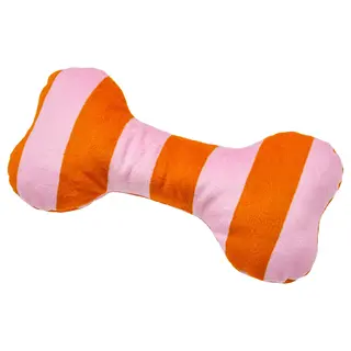 UTSÅDD soft toy for dog, striped/light pink bright orange