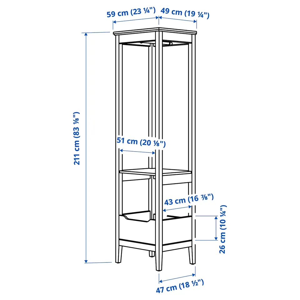 Illustration with measurements for the product: IDANÄS.