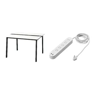 KOPPLA/MITTZON set: conference table + 4-way socket with 2 USB ports
