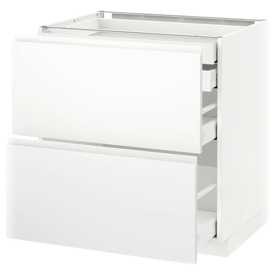 METOD kitchen unit in white with two drawers, minimalist design, modern style.