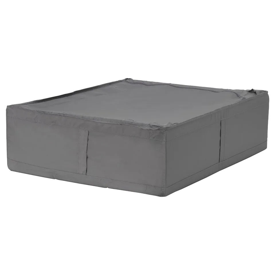 Grey SKUBB storage box, rectangular, made of recycled polyester, with zip closure.