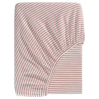 SOLFIBBLA fitted sheet, white red/stripe, 150x200 cm