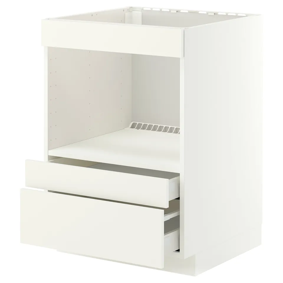 METOD / MAXIMERA Base cabinet f built-in appliances, white/Vallstena white, 60x60x80 cm