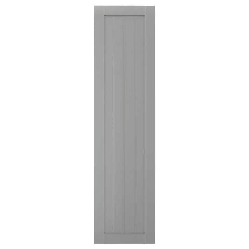 Grey hinged door, simple design, rectangular shape, wood material, part of GULLABERG collection.