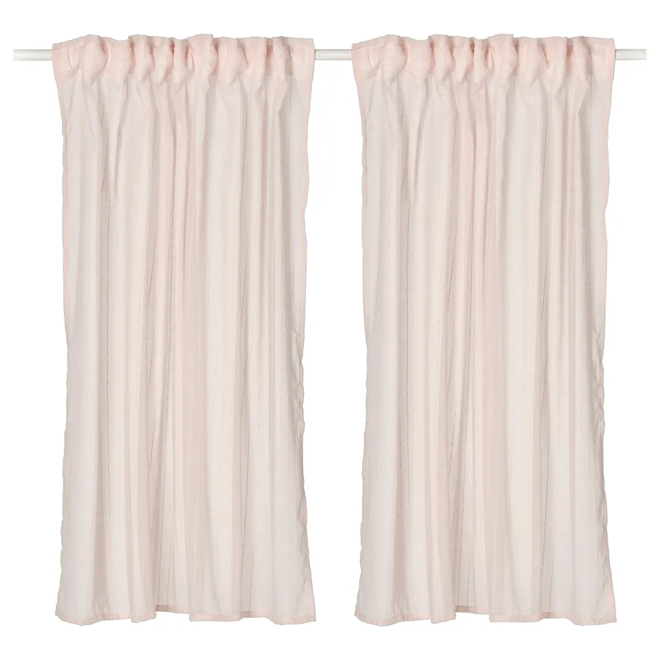 MATILDA Sheer curtains, 1 pair, pale pink/with heading tape, 145x160 cm