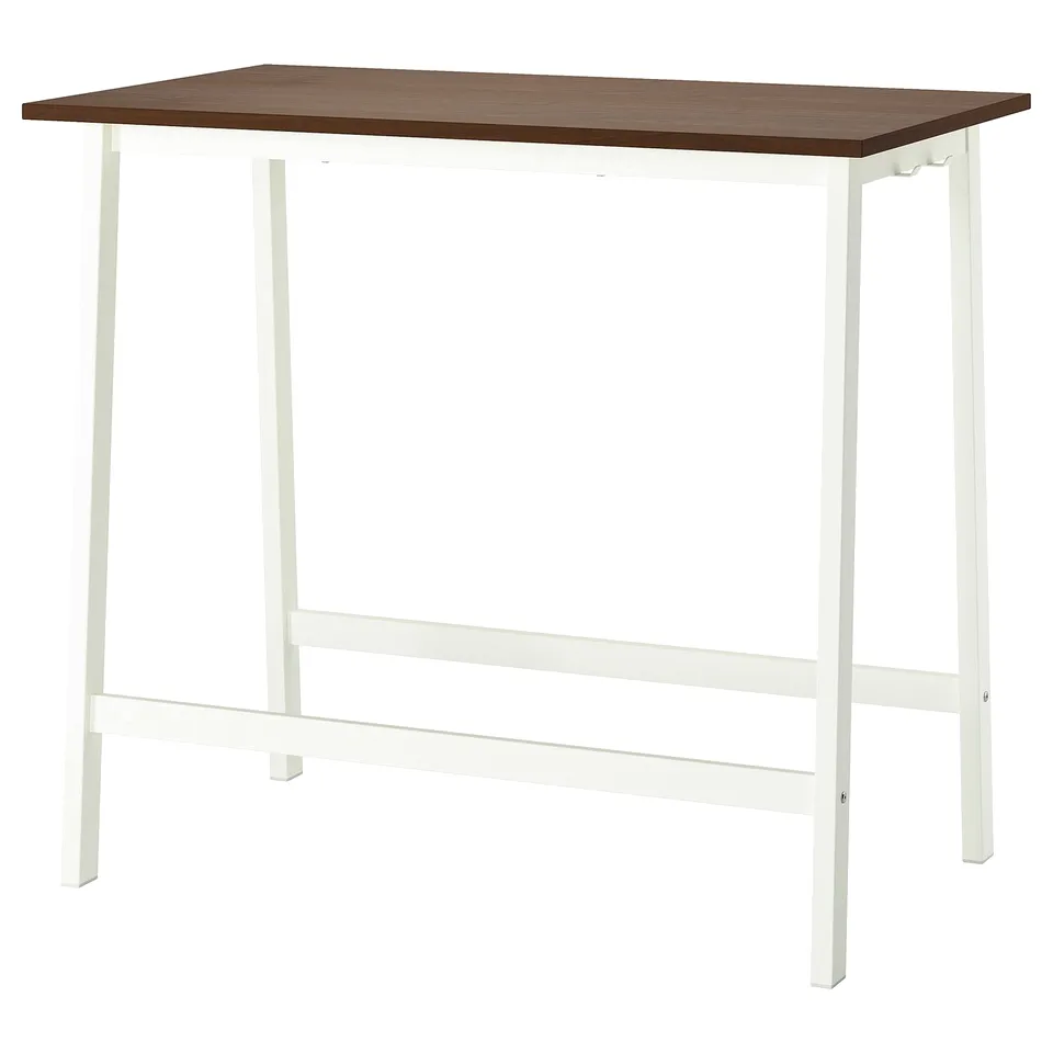 MITTZON table, white with wood top. Modern, rectangular, clean design. Stain-resistant surface.