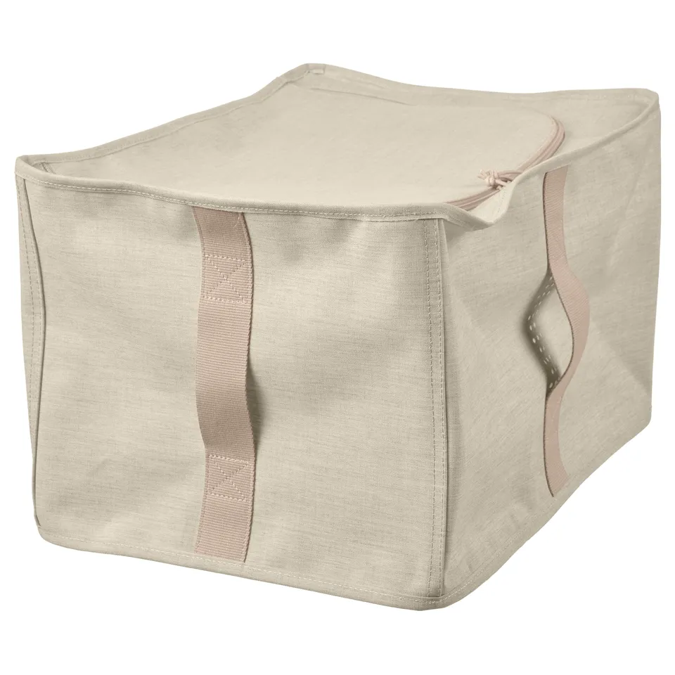 PURRPINGLA Storage case, textile/beige, 34x51x28 cm