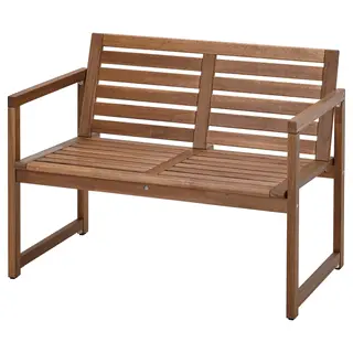 NÄMMARÖ bench with backrest, outdoor, light brown stained, Width 106 x Depth 62 x Height 78 cm
