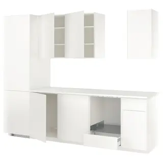 METOD kitchen, white/Veddinge white, Depth 63.5 x Width 287.4 x Height 228.0 cm