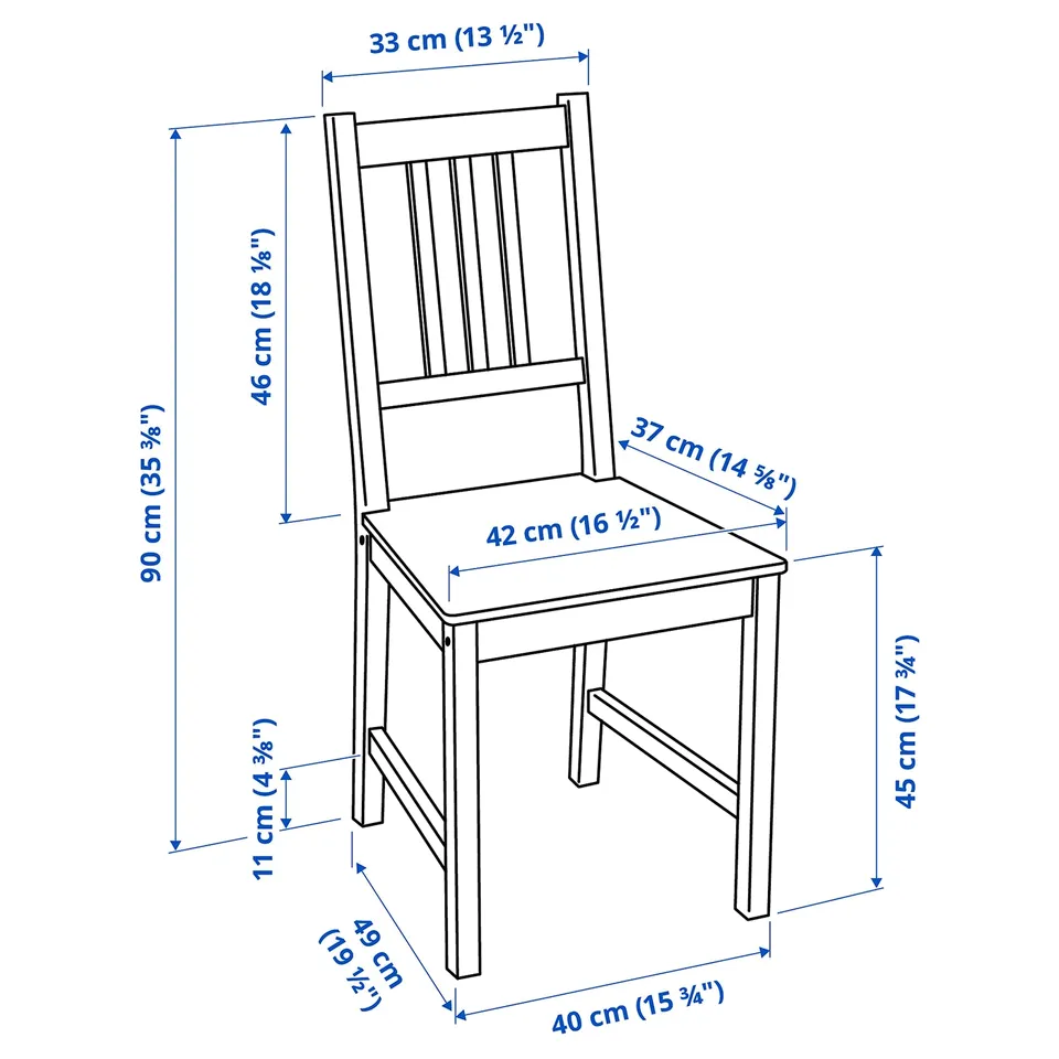 PINNTORP Chair, blue stained/pine