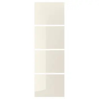HOKKSUND 4 panels for sliding door frame, high-gloss light beige, Width 75 x Height 236 cm