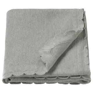 LEN blanket, knitted/grey, 70x90 cm