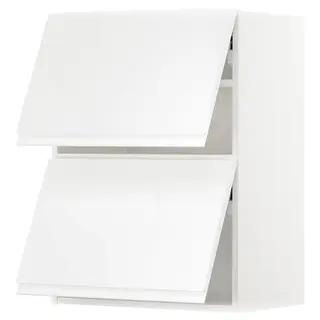 METOD wall cabinet horizontal w 2 doors, white/Voxtorp high-gloss/white, Width 60.0 x Depth 39.1 x Height 80.0 cm