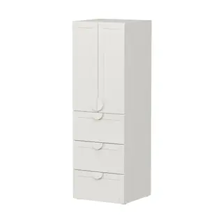 SMÅSTAD / PLATSA wardrobe, white with frame/with 3 drawers