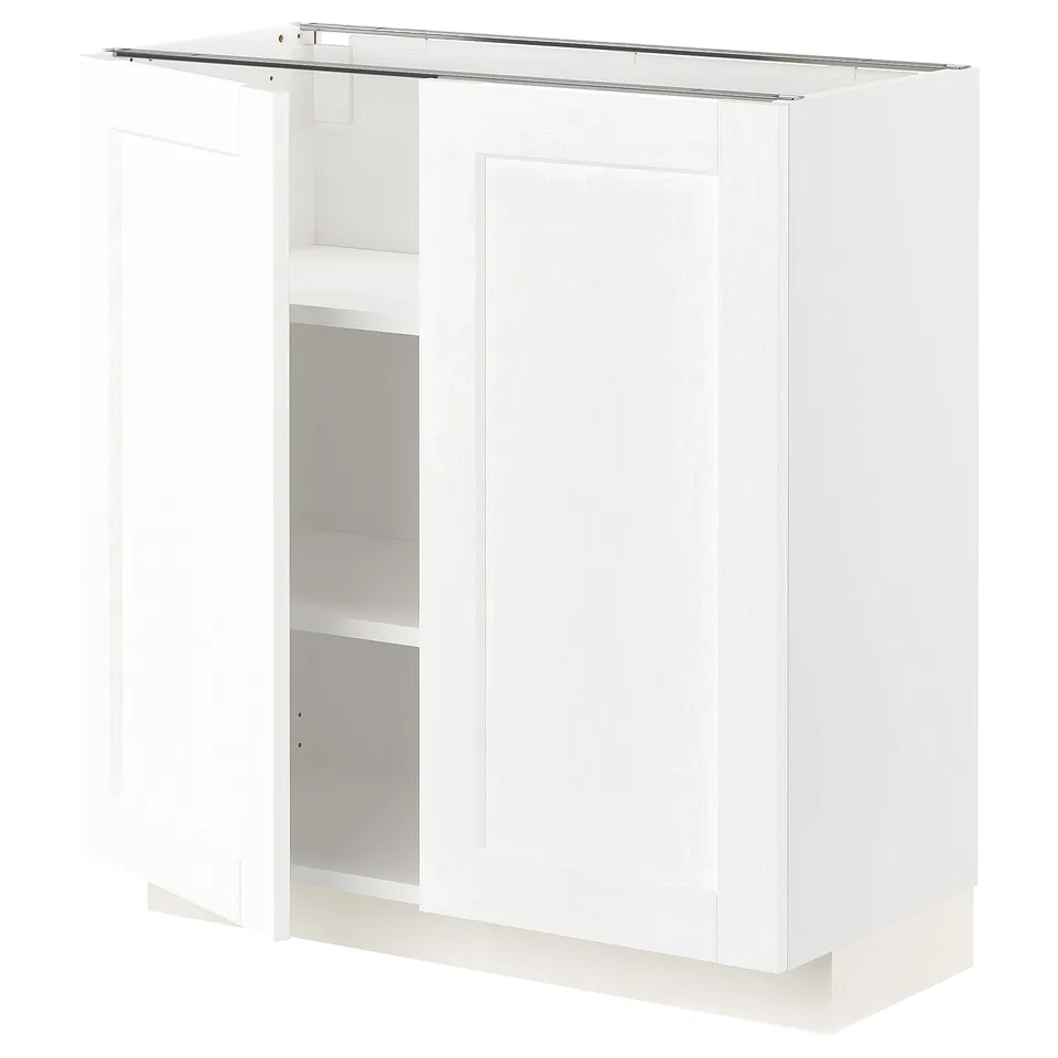 METOD kitchen unit, white, rectangular, modern, glossy finish, two large doors.