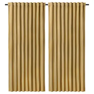 ANNAKAJSA room darkening curtains, 1 pair, yellow-brown/with heading tape, Length 280 cm