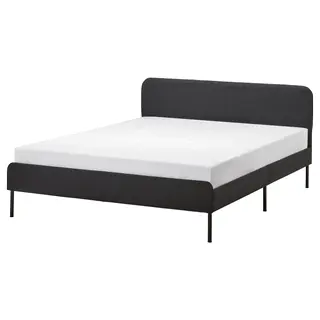 SLATTUM upholstered bed frame, Vissle dark grey, 150x200 cm