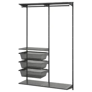 BOAXEL wardrobe combination, anthracite, Width 124.8 x Depth 40.0 x Height 200.6 cm