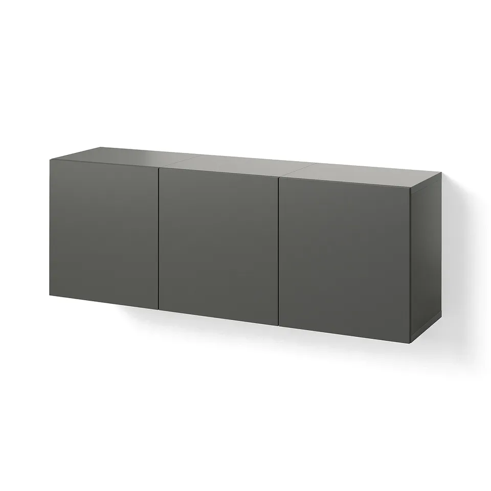 BESTÅ Wall-mounted cabinet combination, dark grey/Lappviken dark grey, 180x42x64 cm