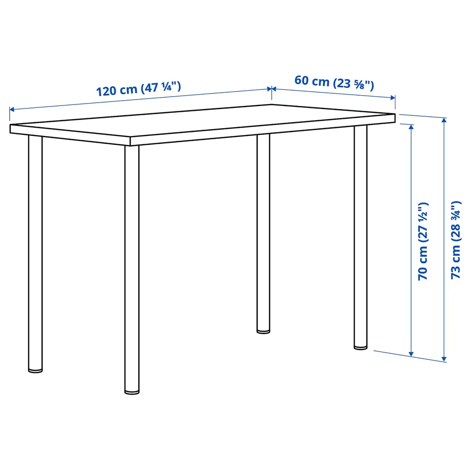 LAGKAPTEN / ADILS Desk, white stained oak effect/white, 120x60 cm