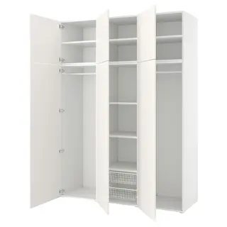 PLATSA wardrobe w 6 doors, white/Fonnes white, 180x57x241 cm