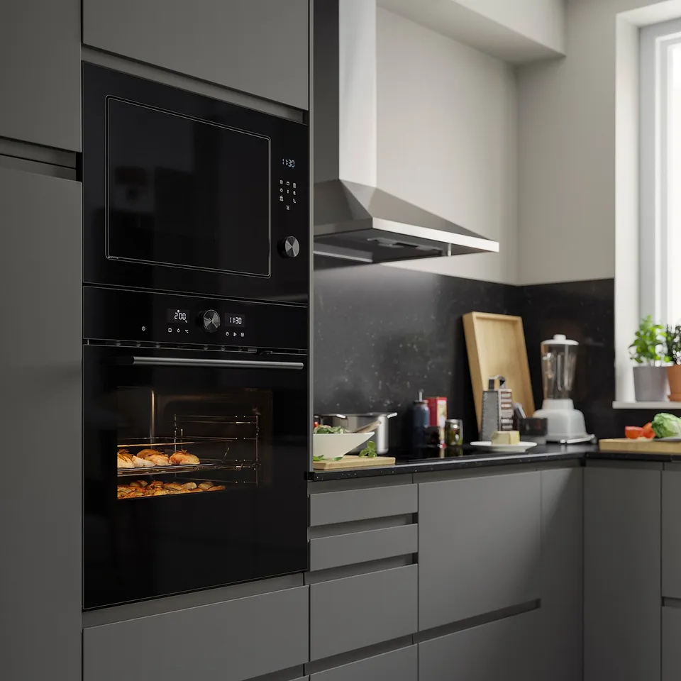 SPJUTBO True fan oven, added steam function Grill function/black IKEA 500