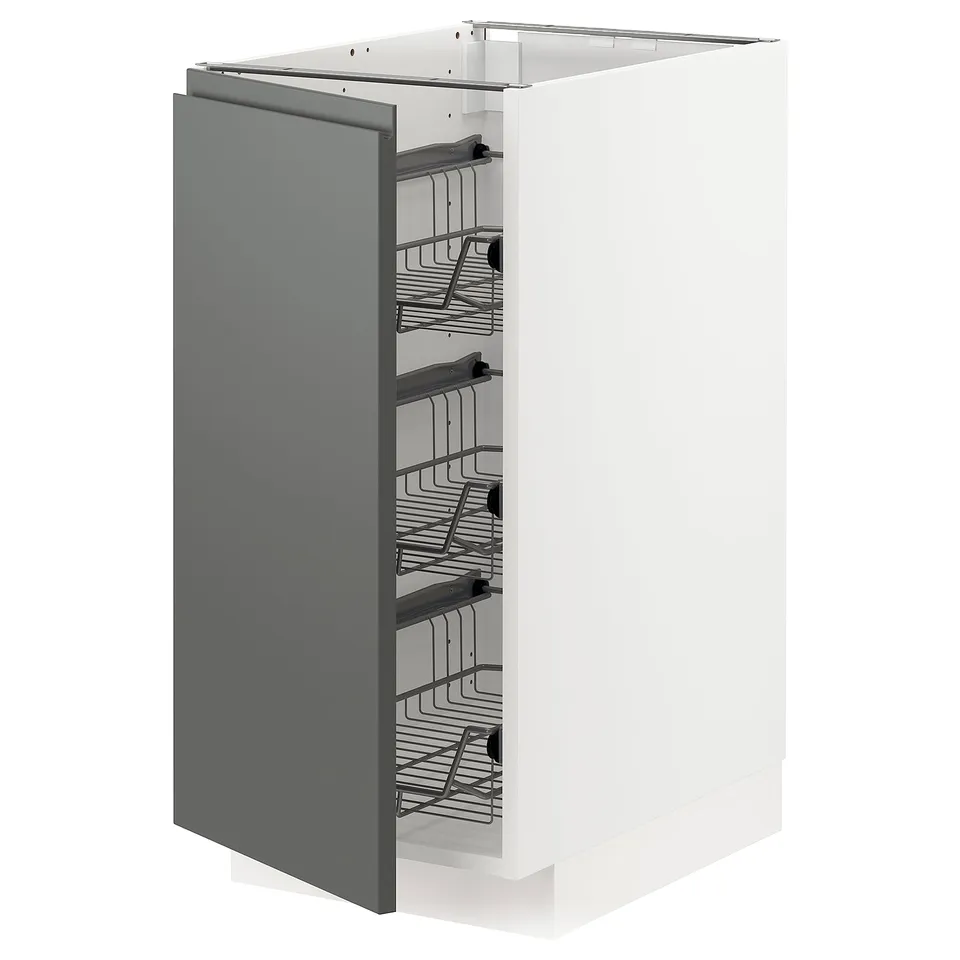 METOD kitchen cabinet: white and dark grey, modern pull-out shelves, right or left door.