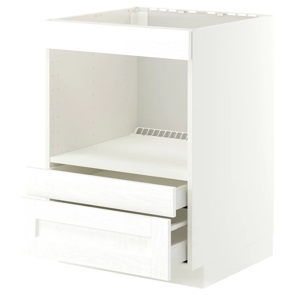 METOD / MAXIMERA Base cabinet f built-in appliances, white Enköping/white wood effect, 60x60x80 cm