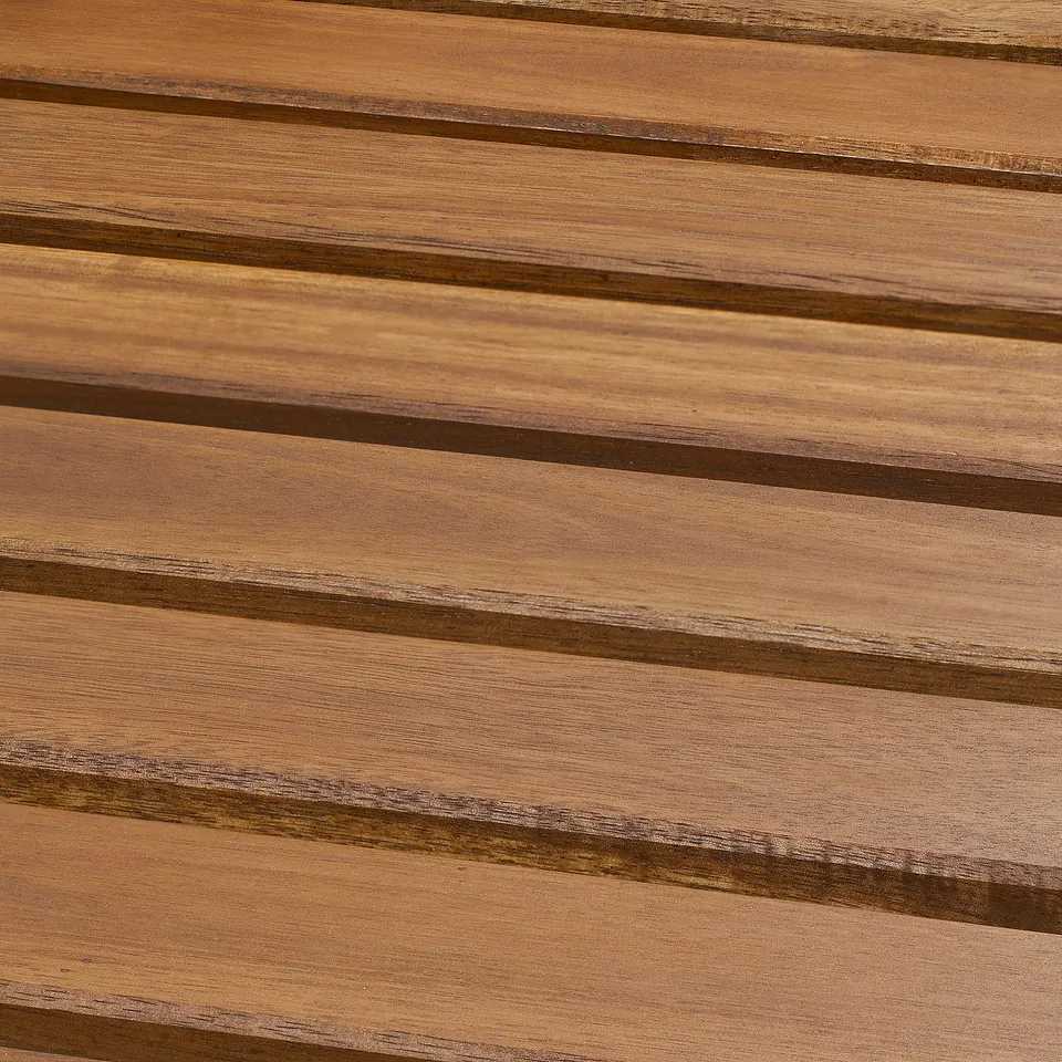 Well-crafted wooden slats, parallel and evenly spaced, showcasing smooth, polished finish, reflecting durability and quality.