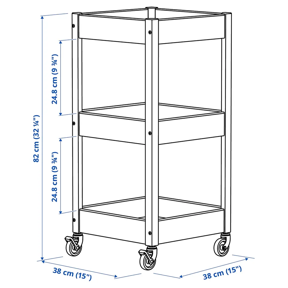 LOSHULT Trolley, pine, 38x38x82 cm