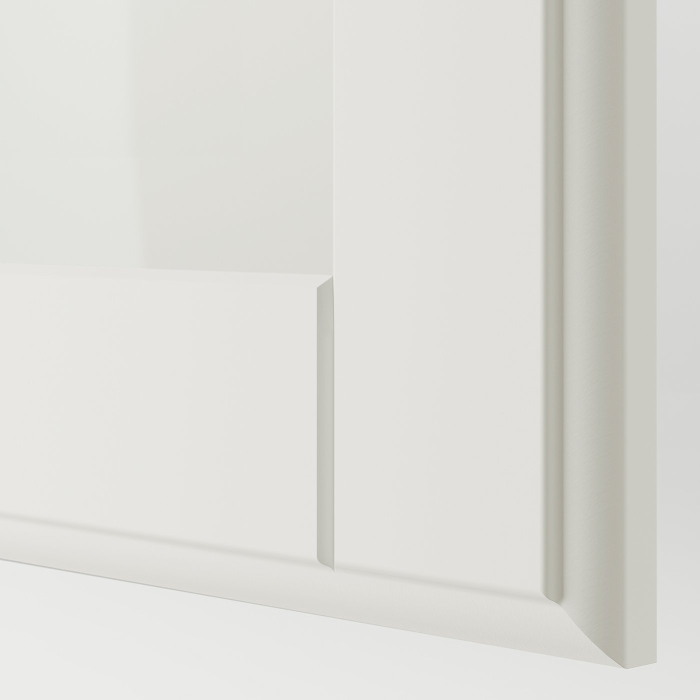 Image shows a white TYSSEDAL wardrobe door with a classic panel design and soft edges, reflecting excellent craftsmanship and quality.
