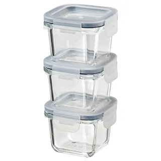 IKEA 365 + food container with lid, square/glass, 180 ml