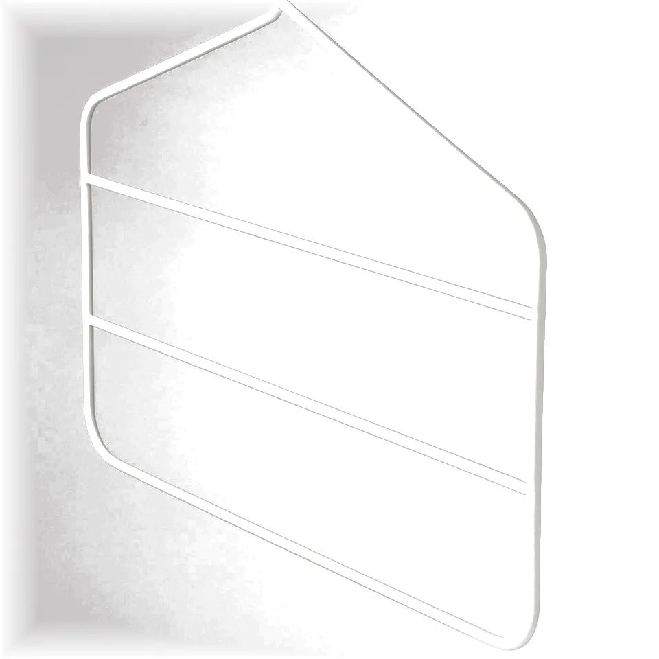 Minimalist, sleek, space-saving metal hanger for skirts or pants, three-bar design.