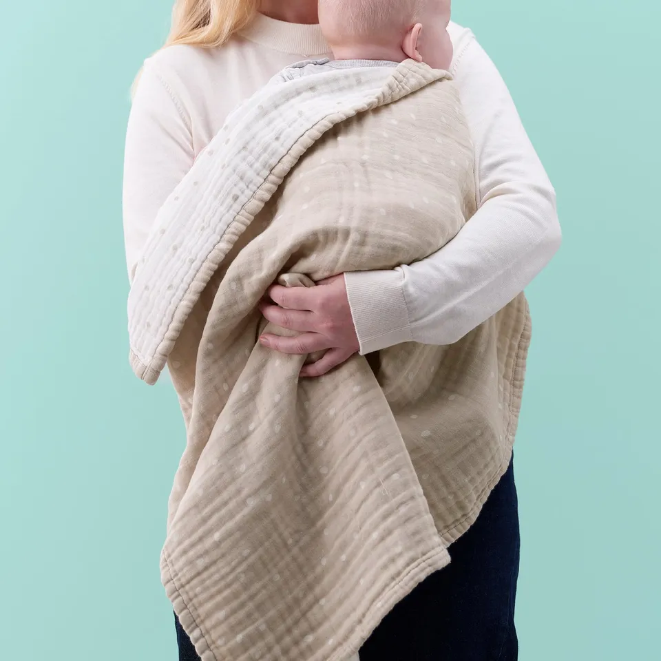 LEN Blanket, white beige/dot pattern muslin, 80x100 cm