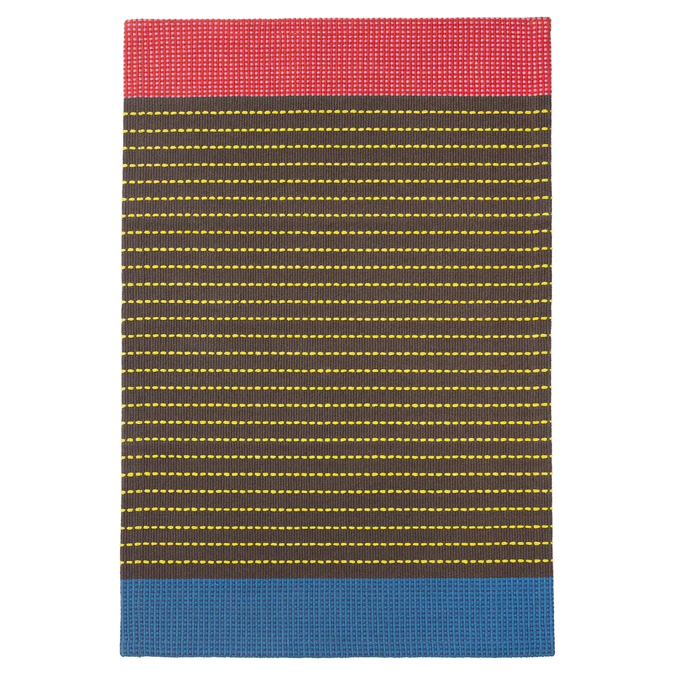 BÄRTRÅD rug, red, blue, yellow stripes, cotton, rectangular.