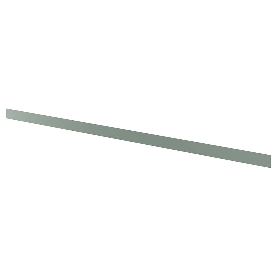 Image depicts a greenish-gray plastic kitchen plinth, rectangular in shape.