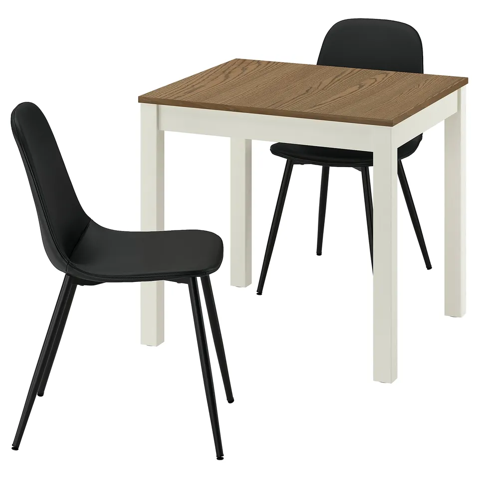 ÅLHULT / NORDMANSSKÄR Table and 2 chairs, beige/brown/Bomstad black black, 80x74 cm