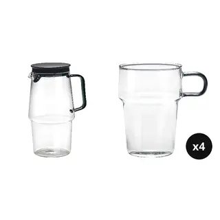 jug x1 + 350ml glass with handle x4