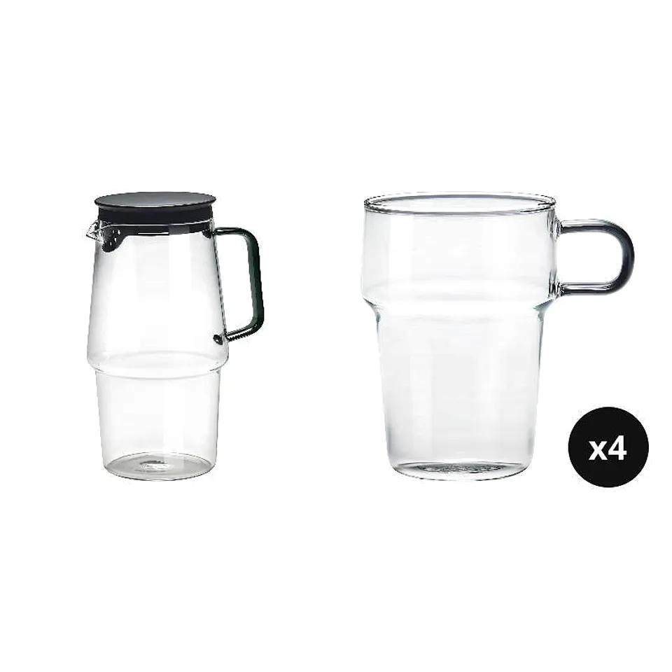 jug x1 + 350ml glass with handle x4, photo 1