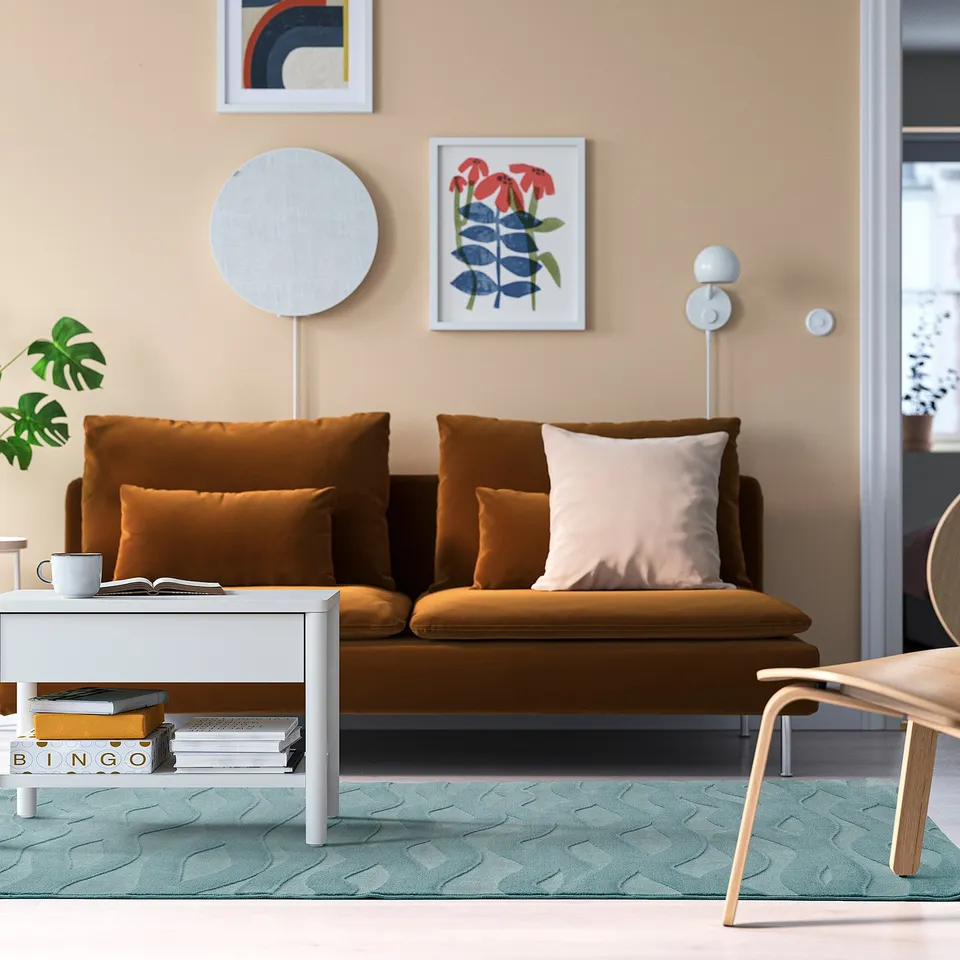 VÄXELFEL Rug, low pile, blue, 133x195 cm