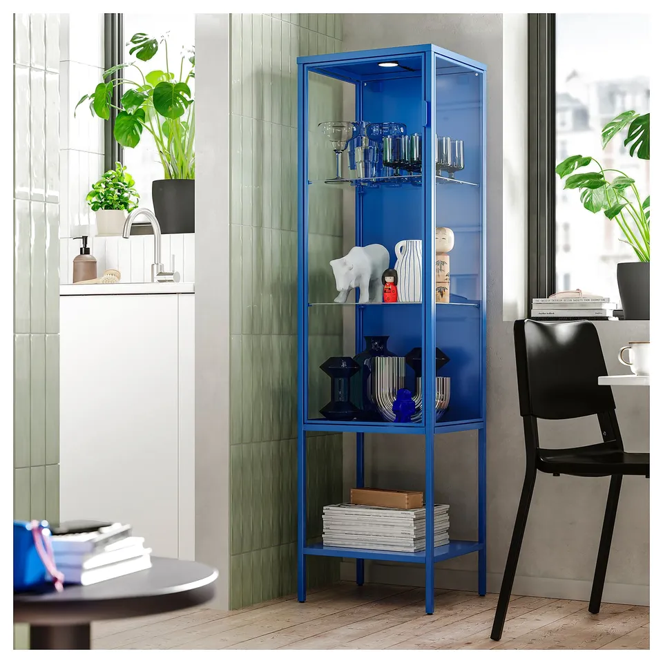 RUDSTA Glass-door cabinet, blue, 42x37x155 cm
