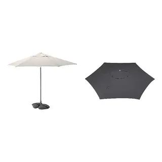 JOGGESÖ/LINDÖJA set: parasol with base + parasol canopy